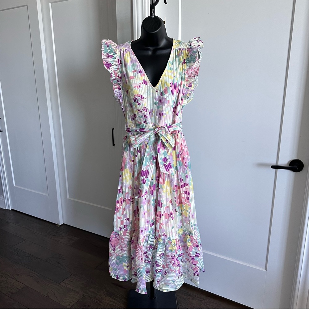 Kate Spade New York Women's Painted Petals Burnout Ruffle Dress, Size 10 - Picture 2 of 9